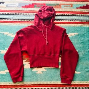 Urban Outfitters Cropped Hoodie Burgundy
